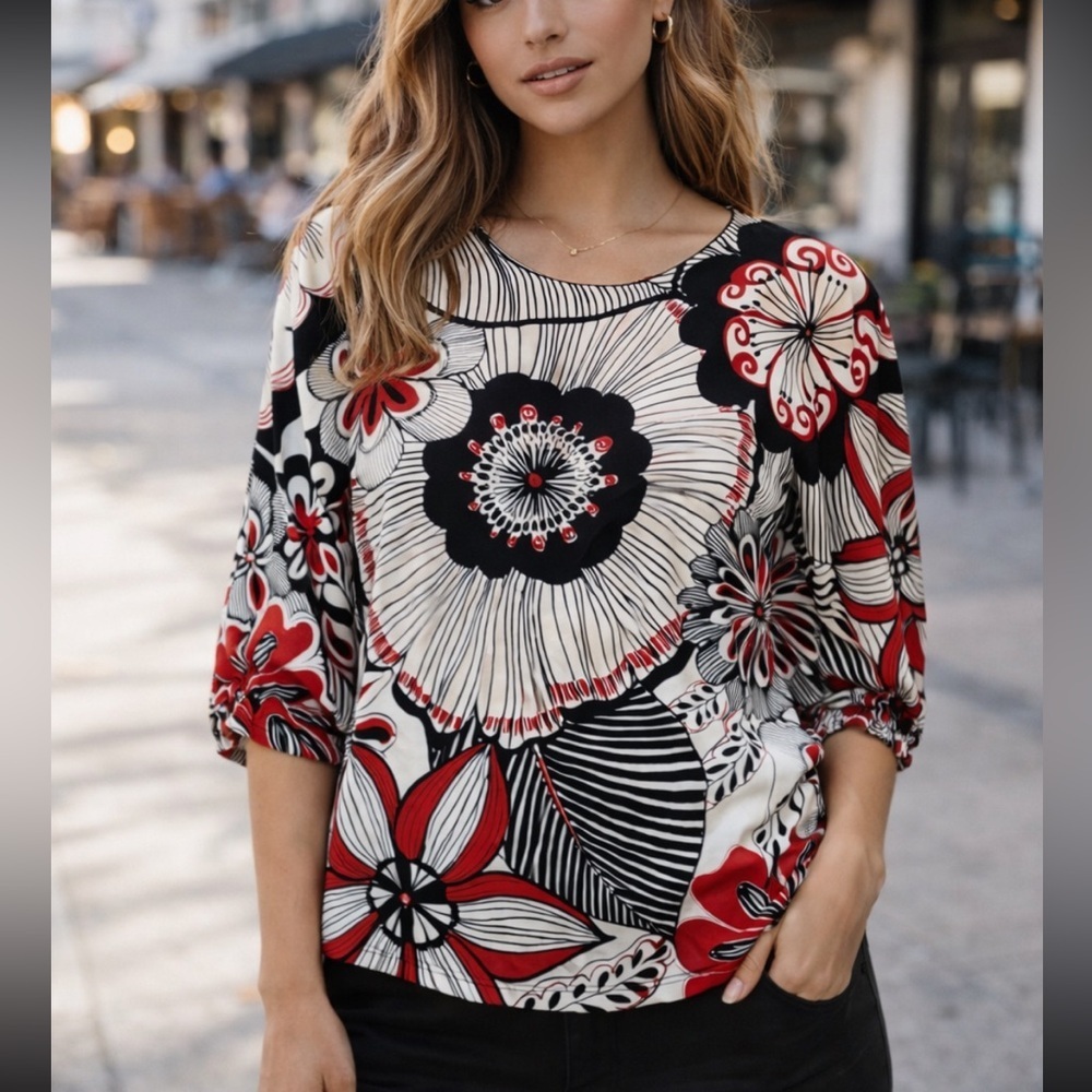 Dolce & Gabbana Multicolor Floral Print Silk Top Size 48 - 51919
